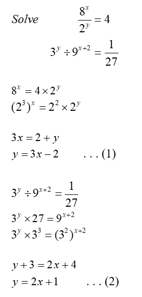 Solving Indices Simultaneous Equations