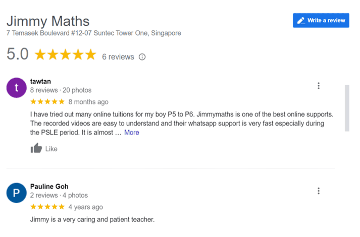 Jimmy Maths Google Reviews
