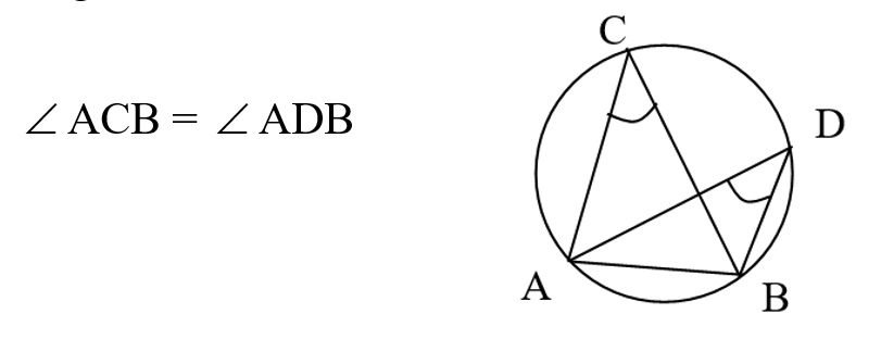 circle angle properties, circle diagram of angles in the same segment