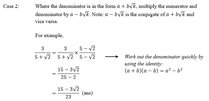 rationalisation of surds