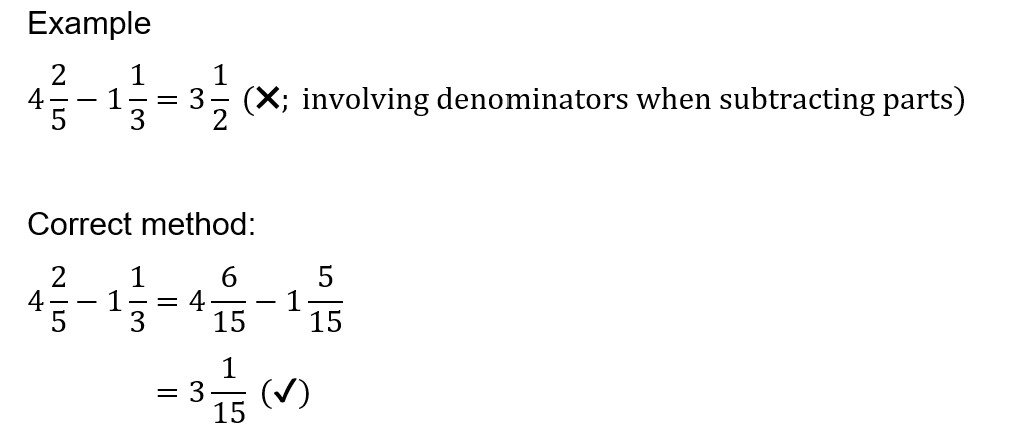 Adding or subtracting denominators during addition or subtraction